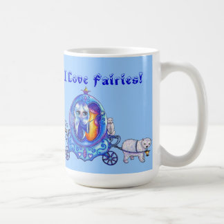 Caneca De Café Eu Adoro Fadas! Fada, Carruagem de bolhas, Urso Po