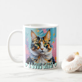 Caneca De Café Eu Adoro Gatos!