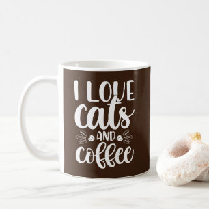 Caneca De Café Eu adoro gatos e café caneca