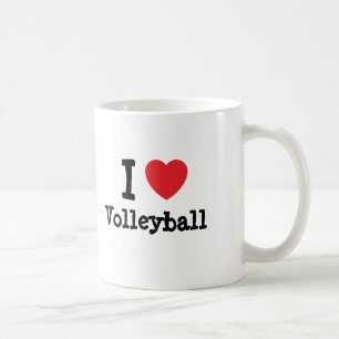 Caneca De Café Eu adoro o coração de vôlei personalizado
