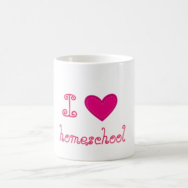 Caneca De Café Eu adoro o coração rosa da escola (Centro)
