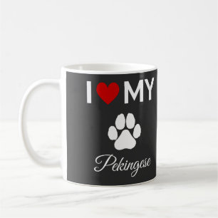 Caneca De Café Eu adoro o meu texto personalizado de cão Pekingês