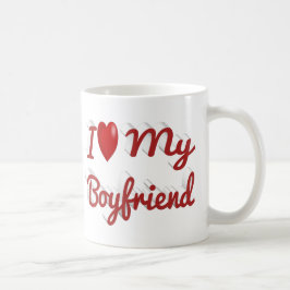 Caneca De Café Eu adoro o meu texto vermelho Namorado