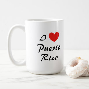 Caneca De Café Eu adoro Porto Rico Heart Typografia Coffee Mug