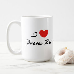 Caneca De Café Eu adoro Porto Rico Heart Typografia Coffee Mug