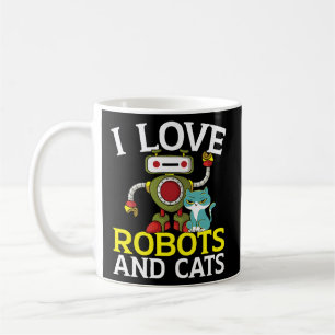Caneca De Café Eu Adoro Robôs E Gatos Robóticos Gatinho Engenheir