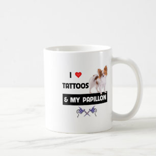 Caneca De Café Eu Adoro Tatuagens E Meu Cachorro Papillon Mãe Cor
