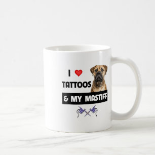 Caneca De Café Eu Adoro Tatuagens E Meu Mastiff Tatuado Cachorro