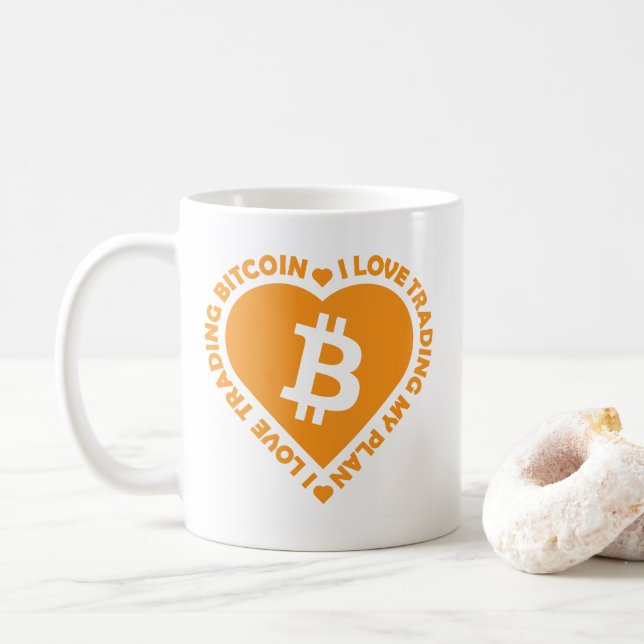 Caneca De Café Eu Adoro Trocar Texto Bitmoney Coração (Com Donut)