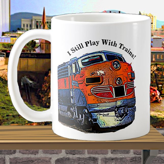Caneca De Café Eu Ainda Brinco Com Comboios F7 Diesel Locomotive (Criador carregado)