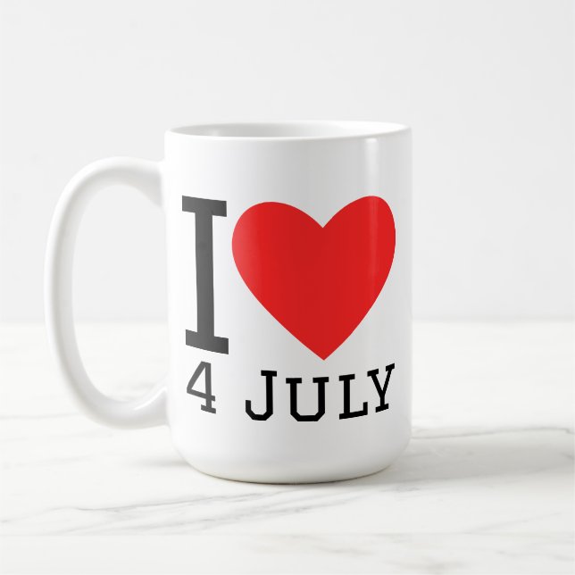 Caneca De Café Eu amo 4 de julho (Esquerda)