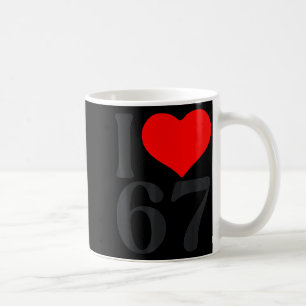Caneca De Café Eu Amo 67 Coração Dia dos Namorados 67º Aniversári