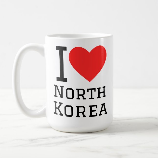 Caneca De Café Eu amo a Coreia do Norte   (Esquerda)