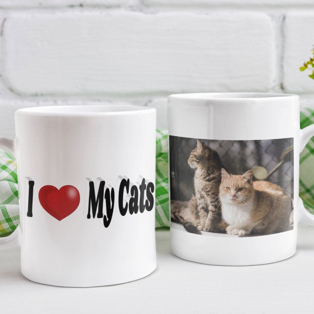 Caneca De Café Eu Amo A Foto Dos Meus Gatos (Criador carregado)