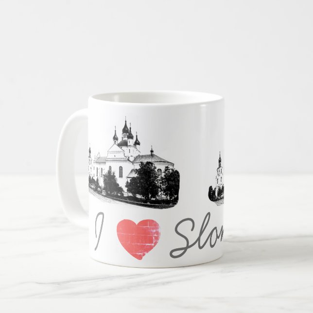 Caneca De Café Eu Amo A Igreja Slonim Belarus Architecture (Frente Esquerda)