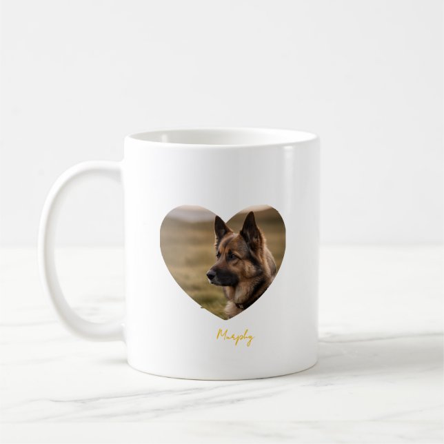 Caneca De Café Eu amo a imagem personalizada e o nome do meu cach (Esquerda)