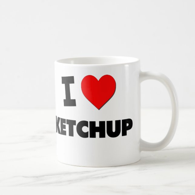 Caneca De Café Eu amo a ketchup (Direita)