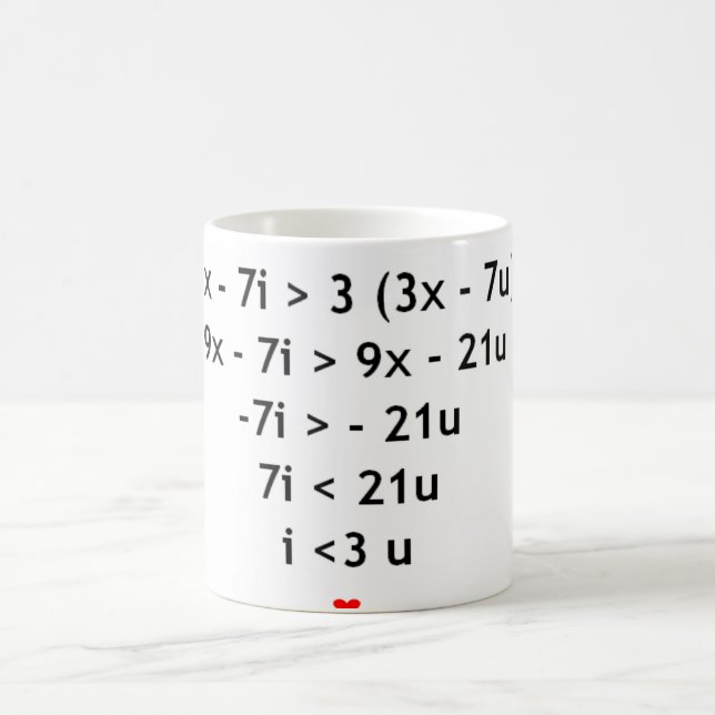 Caneca De Café Eu amo a matemática!! (Centro)