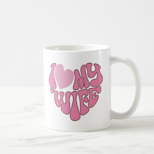 Caneca De Café Eu Amo A Minha Esposa Retro Cor-de-Rosa Design