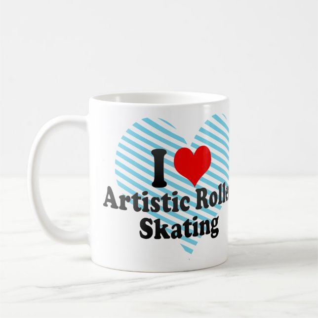 Caneca De Café Eu amo a patinagem de rolo artística (Esquerda)