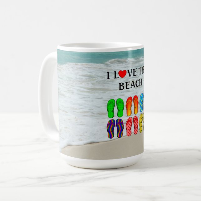 Caneca De Café Eu Amo a Praia (Frente Esquerda)