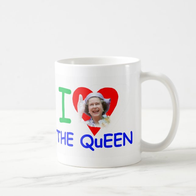 Caneca De Café Eu amo a rainha - rainha Elizabeth II (Direita)