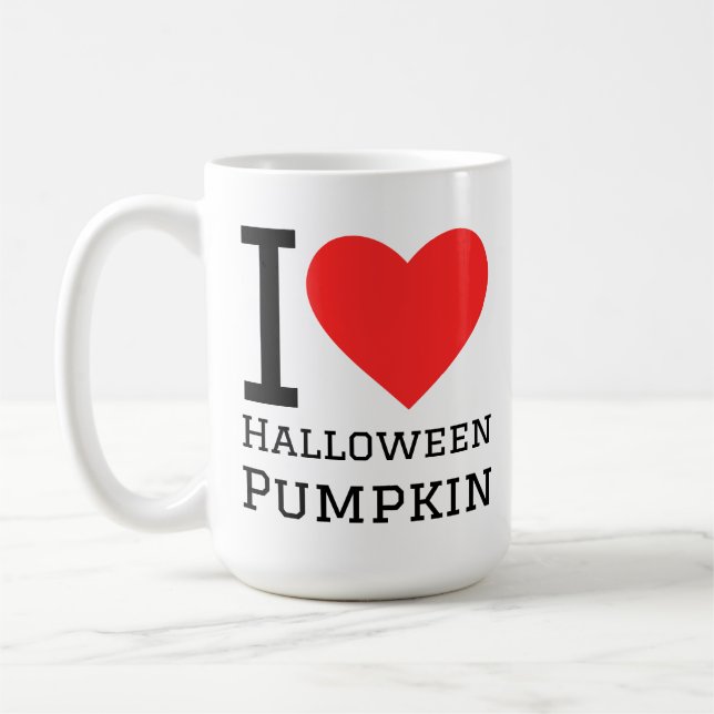 Caneca De Café Eu amo abóbora de Halloween  (Esquerda)