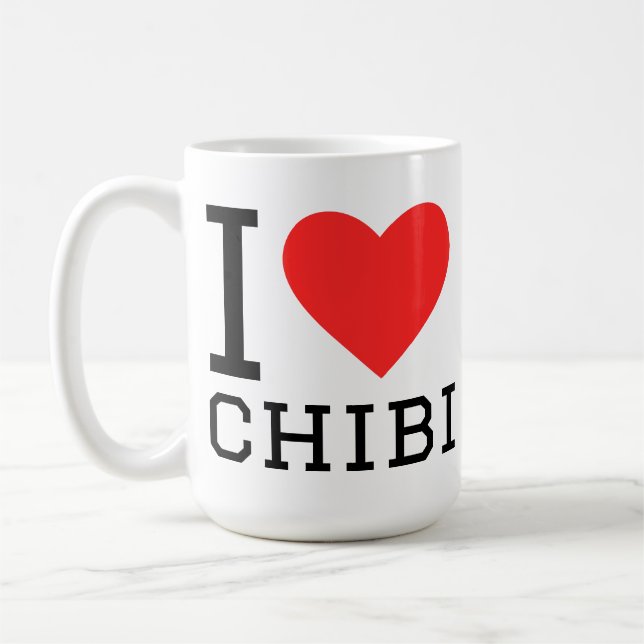 Caneca De Café Eu amo adesivo quadrado chibi (Esquerda)