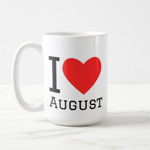 Caneca De Café Eu amo adesivo quadrado de agosto
