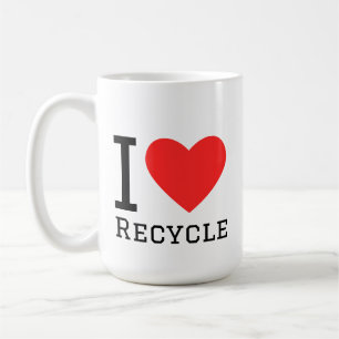 Caneca De Café Eu amo adesivo quadrado de reciclagem