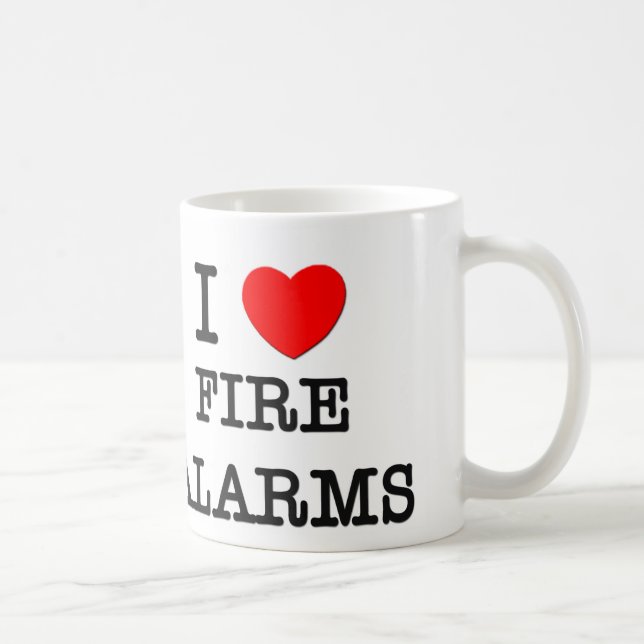 Caneca De Café Eu amo alarmes de incêndio (Direita)