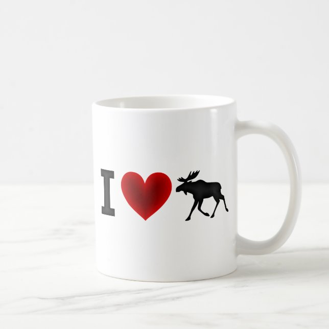 Caneca De Café Eu amo alces (Direita)