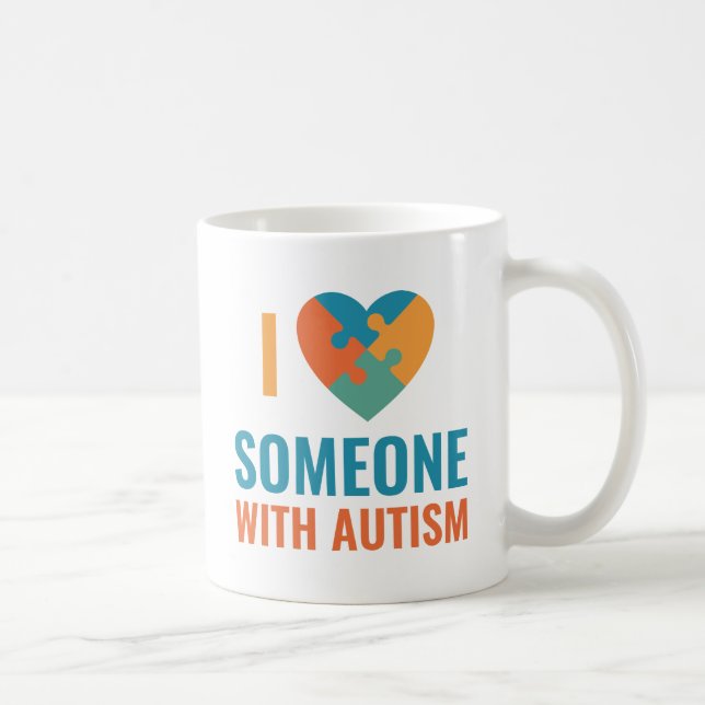 Caneca De Café Eu Amo Alguém com Autismo (Direita)