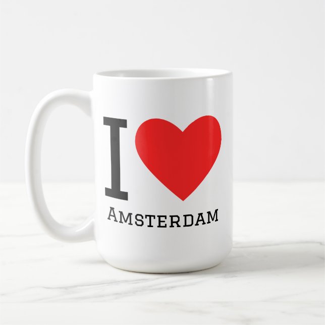 Caneca De Café Eu amo Amsterdã  (Esquerda)