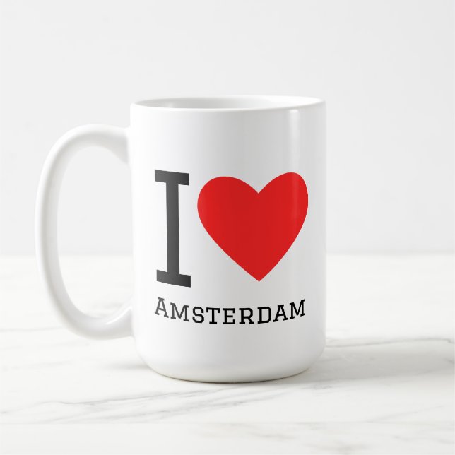 Caneca De Café Eu amo Amsterdã  (Esquerda)