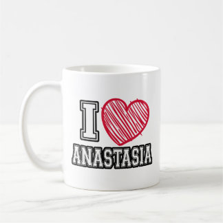 Caneca De Café Eu Amo Anastasia Primeiro Nome Eu Amo Anastasia Pe