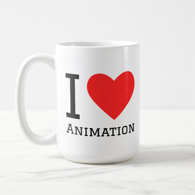 Caneca De Café Eu amo animação  (Esquerda)