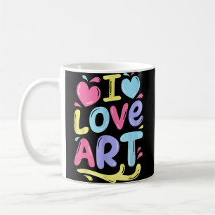 Caneca De Café Eu Amo Arte, Pintora Artista Colorida Pintura Pres