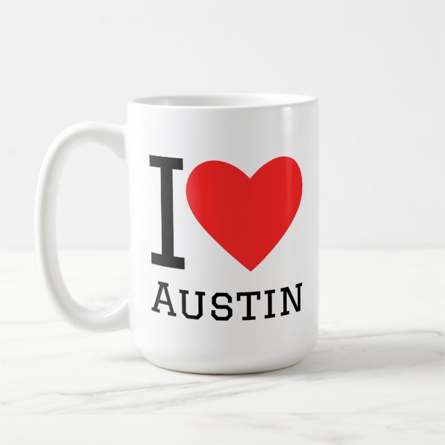 Caneca De Café Eu amo Austin  (Esquerda)