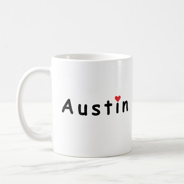 Caneca De Café Eu amo Austin (Esquerda)