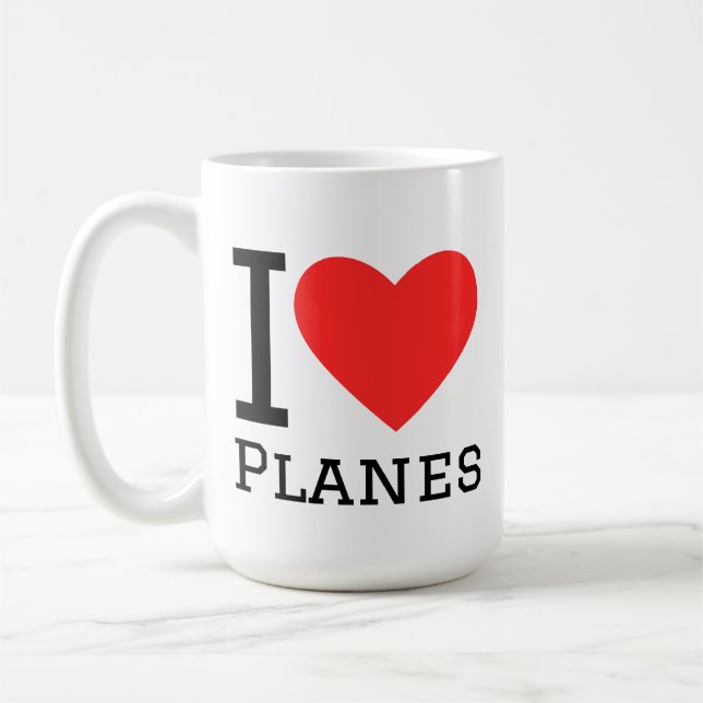Caneca De Café Eu amo aviões (Esquerda)