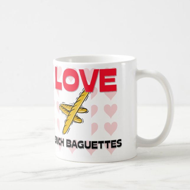 Caneca De Café Eu amo Baguettes franceses (Direita)