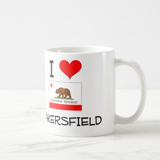 Caneca De Café Eu amo BAKERSFIELD Califórnia (Direita)