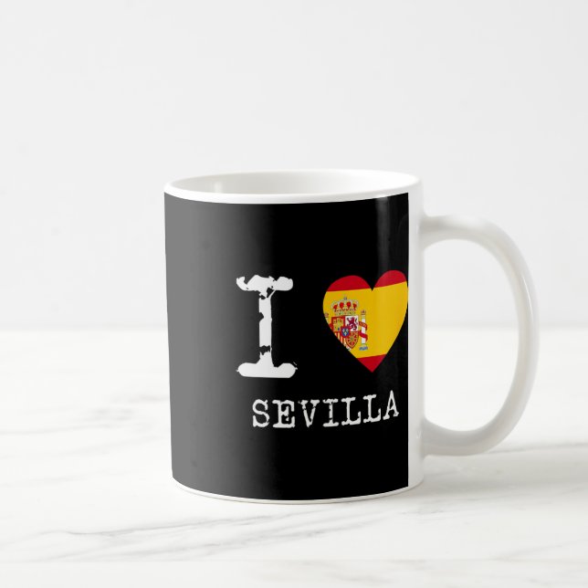 Caneca De Café Eu Amo Bandeira da Sevilla Espanha (Direita)
