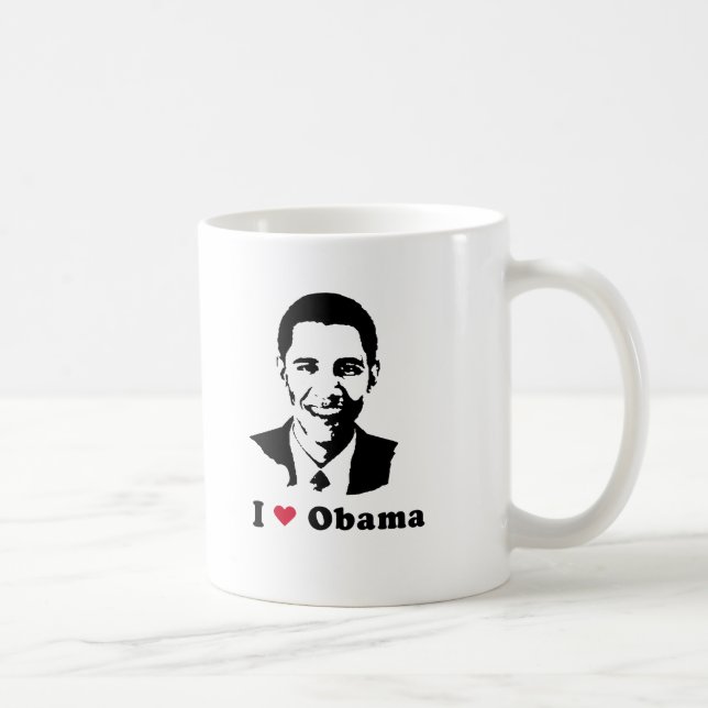 Caneca De Café Eu amo Barack Obama (Direita)