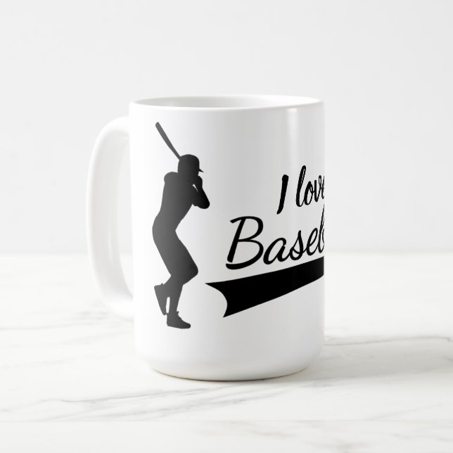 Caneca De Café Eu amo beisebol (Frente Esquerda)
