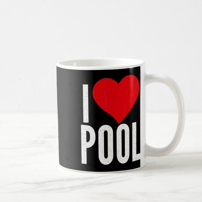 Caneca De Café Eu Amo Bilhares De Piscina (Direita)