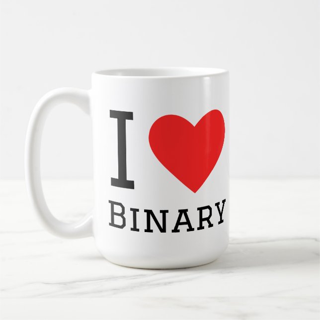 Caneca De Café Eu amo binário (Esquerda)