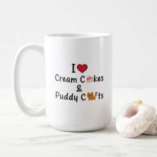 Caneca De Café Eu Amo Bolos de Creme & Gatos Fofos