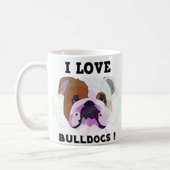 Caneca De Café Eu Amo Bulldogs (Esquerda)